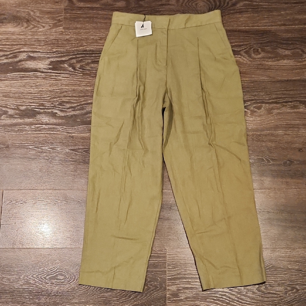 ❤️ NWT! ZARA HIGH RISE PLEATED TAPERED LEG LINEN BLEND PANTS / TROUSERS, SMALL